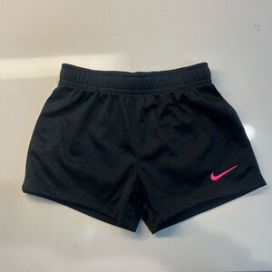 NIKE Black Athletic Shorts with Pink Logo Child Small (4-5 years)
